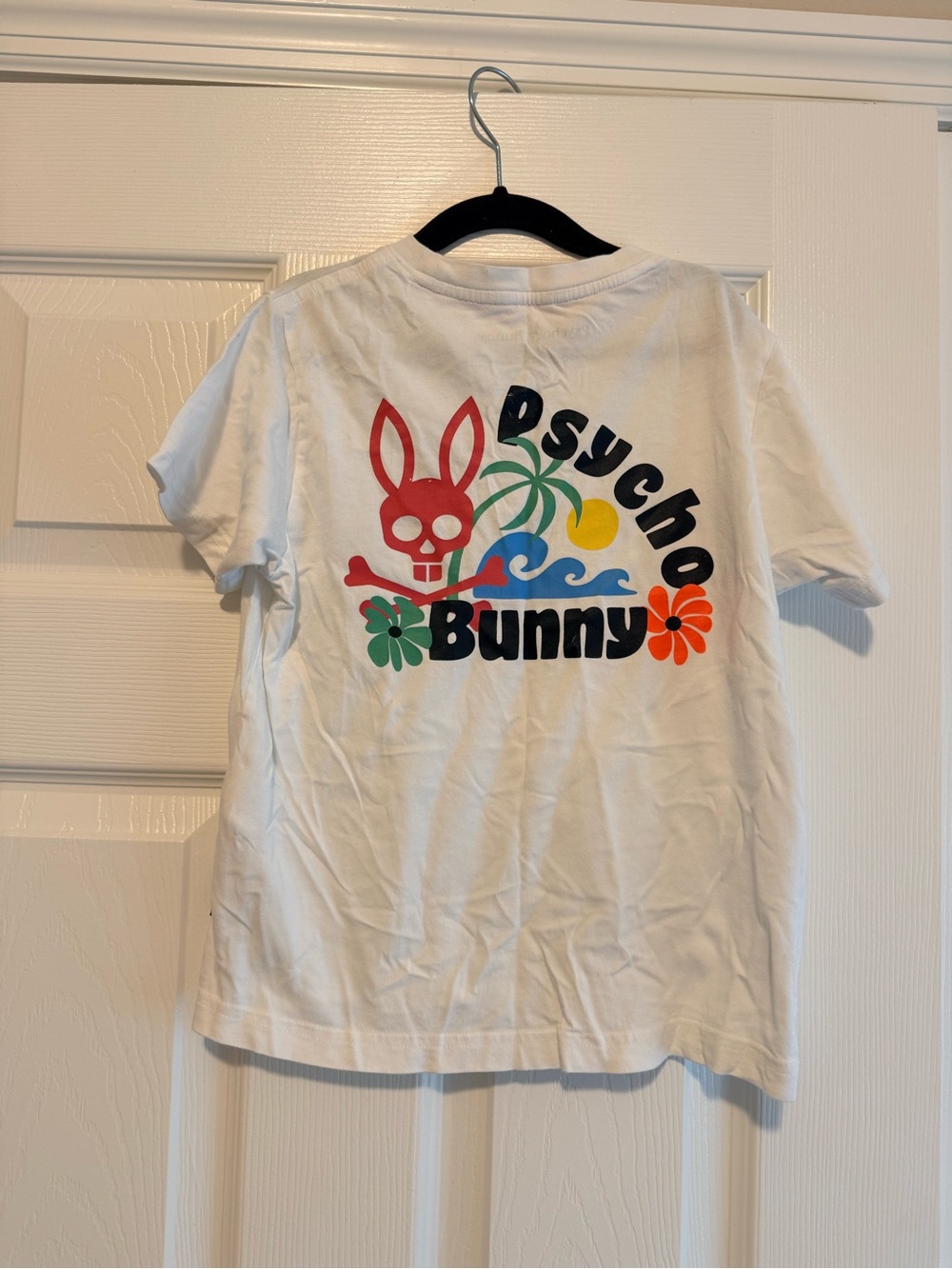 Psycho Bunny White Tee with Red Bunny & Yellow Palm - Picture 5 of 6